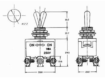 Actual product image Velleman Maxi Toggle Switch Dpdt (On)-Off-(On) 10A/250V