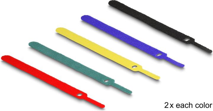 Produktbild Delock Klett-Kabelbinder L 150 x B 12 mm farbig Set 10 Stück (Klettkabelbinder, 150 mm, 10 Stk.)