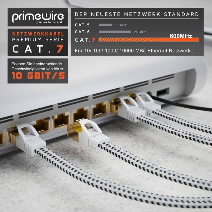Actual product image Primewire CAT 7 network cable flat cotton jacket - LAN patch cable data cable - flat ribbon cable - (U/FTP, CAT7, 30 m)