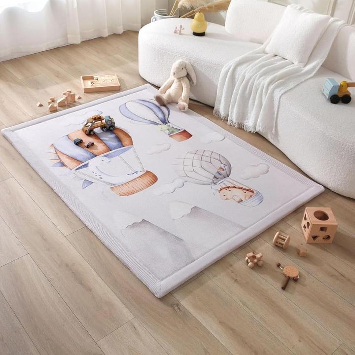 Produktbild Milkii wolkenweiche Baby Spielmatte, 170 x 120 x 2,5 cm, Heissluftballone