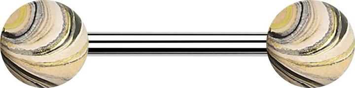 Star Piercing Barbell silber mit zwei Kugeln schwarz und gold elektrisch Beschichtet (Chirurgenstahl 316L, ohne Messing)