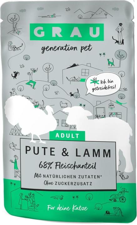 Produktbild Grau Nassfutter Pute & Lamm, 16 x 125 g (Adult, 16 Stk., 2336 g)