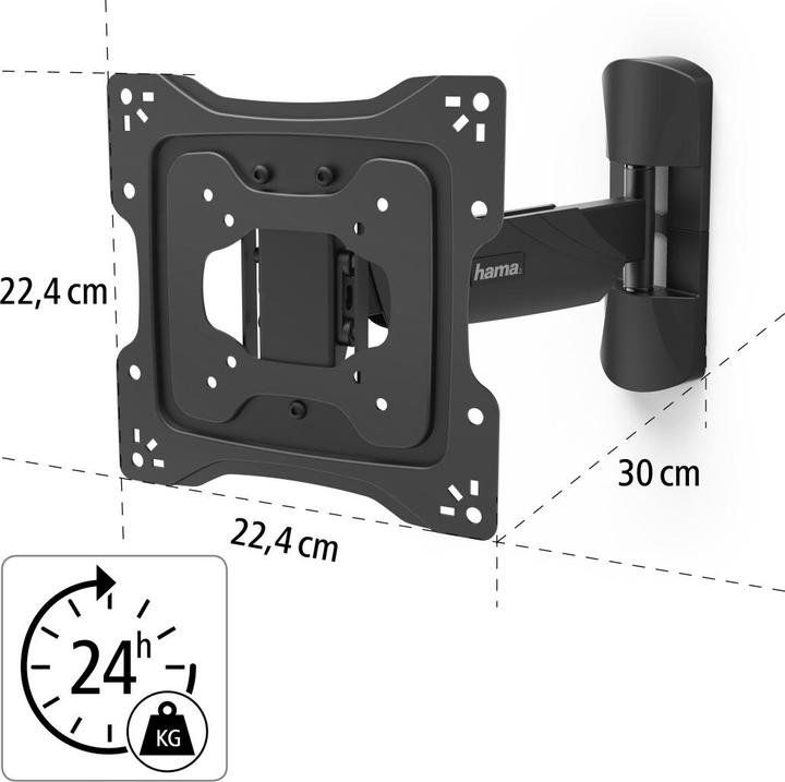 Actual product image Hama TV wall mount, swivel, tilt, anti-theft, 122 cm (48"), 20 kg (Wall, 48", 20 kg)