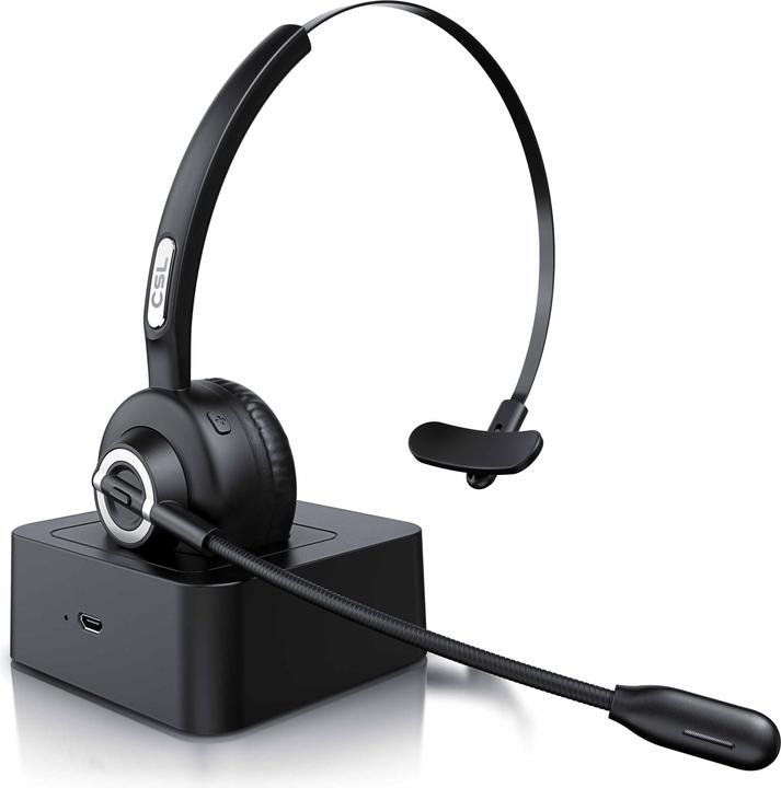 Produktbild CSL Kabelloses Headset mit Ladestation, Wireless Mono Headset, flexibles Mikrofon, Rauschunterdrückung (Kabellos)