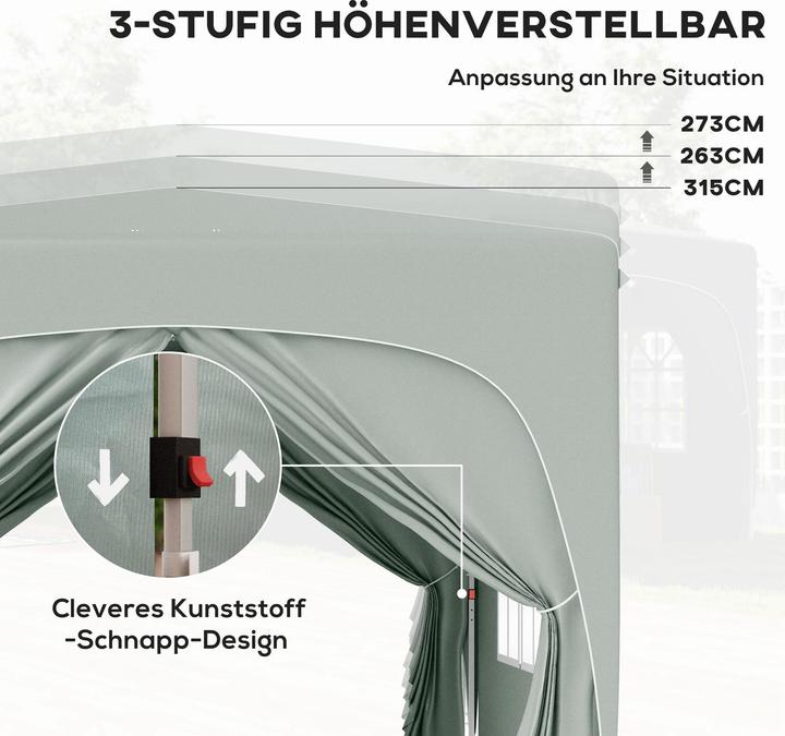 Produktbild Outsunny Pavillon Metall, Polyester Hellgrau (300 cm, 300 cm)