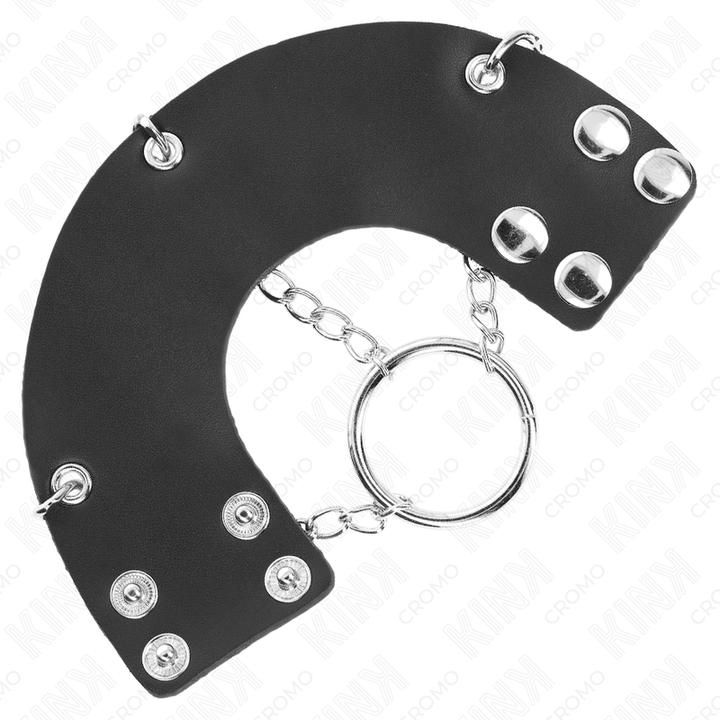 Produktbild Kink Penisring 4 cm Kette 7 cm Metall Mit Ledergurte (4 cm)