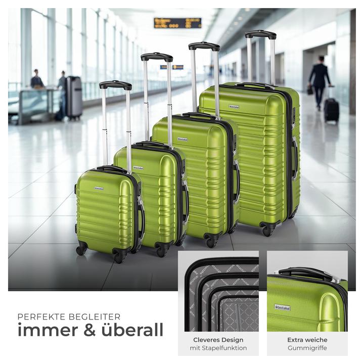 Immagine prodotto tectake Set di valigie rigide (106 l, Bagaglio a mano (fino a 50 litri), M (50 - 90l), L (90 - 115l))