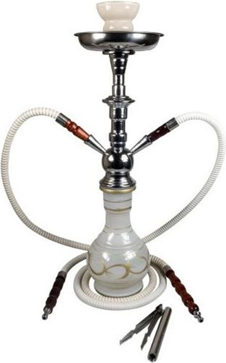 Actual product image Kulu Sahbi Shisha 47cm Two Hoses White (47 cm)