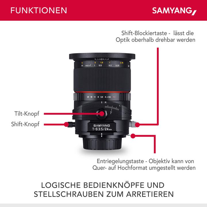 Image du produit Samyang 24mm f/3.5 ED AS UMC Tilt/Shift, Sony E (Sony E, Plein format)