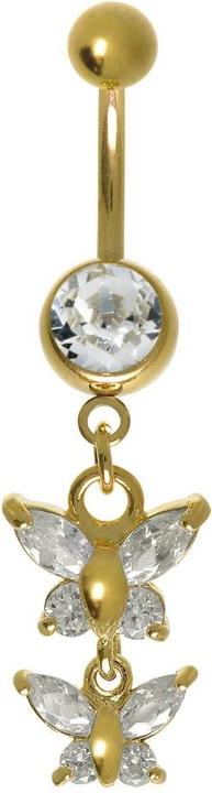 Bijouteria Bauchpiercing (Chirurgenstahl 316L, Zirkonia, PVD Beschichtung (goldfarbig))