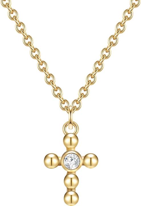Glanzstücke München Damen Kreuz Sterling Silber Topas gelbgold 40,0 cm Basiskette + 5,5 cm Verlängerung - 31392 (Sterling Silber, 40 - 45.5 cm)