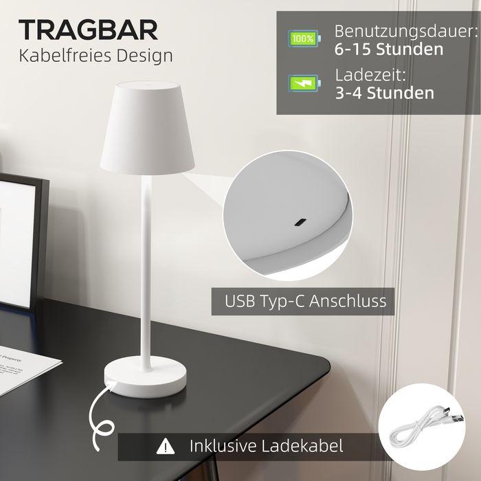 Produktbild Swisshandel24 Tischlampe Aufladbar, USB, 3 Lichtfarben, Metall, Weiss (350 lm)