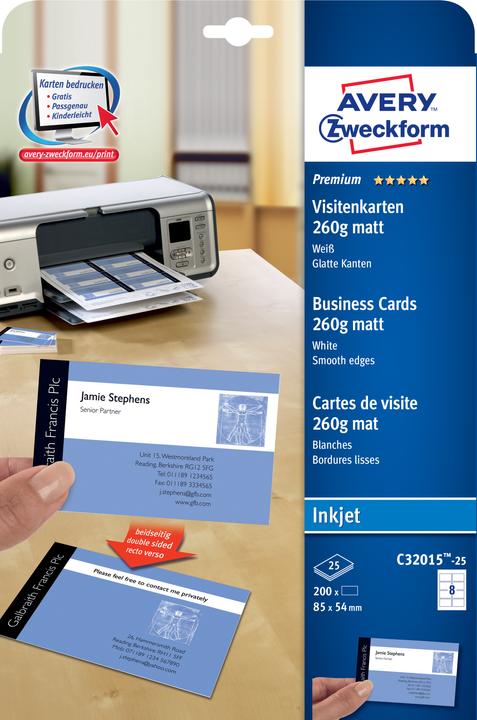Actual product image Avery Premium Business Cards (260 g/m², 200 x, A4)
