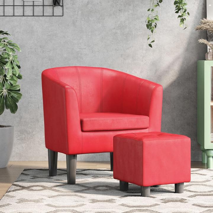 Produktbild VidaXL Clubsessel mit Fusshocker Rot Kunstleder,Farbe