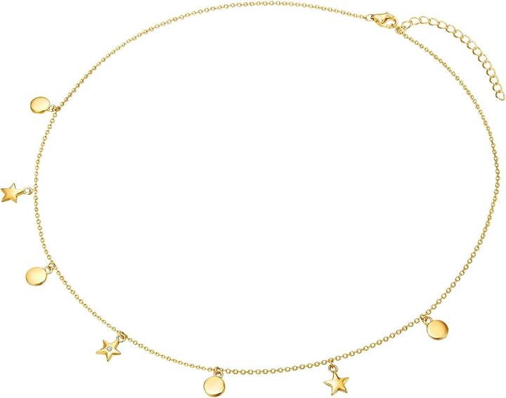 Immagine prodotto Lulu & Jane Cerchi/stelle in argento 925 con diamanti in oro giallo 42,0 cm di catena base + 5,0 cm di prolunga (Argento, 42 - 47 cm)