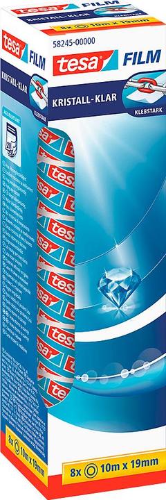 tesa 8x tesafilm KRISTALL-KLAR, très transparent, résistant au vieillissement, avec forte adhérence (19 mm)