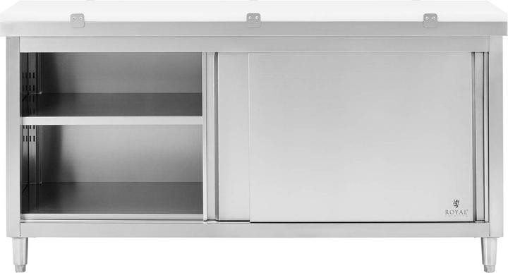 Actual product image Royal Catering Stainless Steel Kitchen Prep Table - 180 x 60 cm - 500 kg load capacity - incl. cutting board - (60 cm, 93.50 cm)