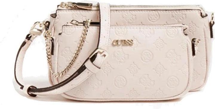 Actual product image Guess Dayane, Double, Textile Crossbody Bag, Blush, 24 x 13.5 x 4.5 cm, Fo