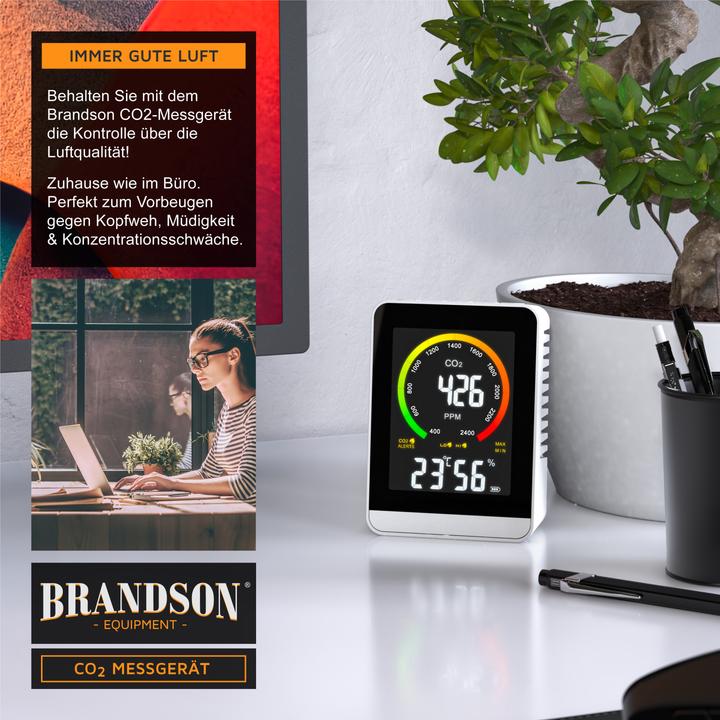 Image du produit Brandson CO2 Messgerät, Luftqualität Melder, Kohlendioxidmessung, Luftqualität Sensor, Raumluft-Qualität