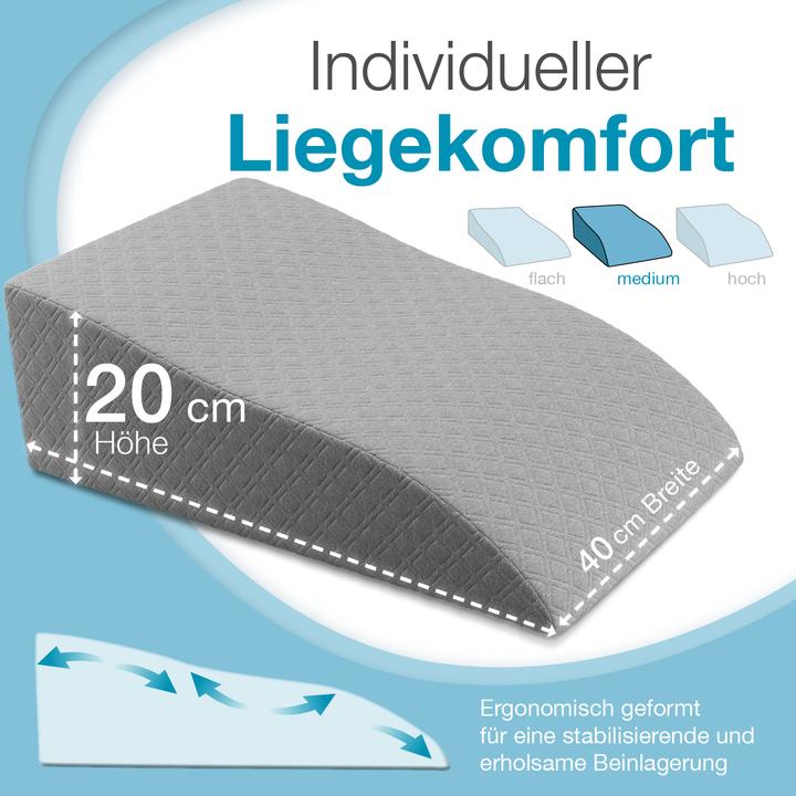 Actual product image Bestschlaf Venenkissen Beinhochlagerungskissen aus Memory Foam, Beinkissen zur Entlastung, Lagerungskissen mit (20 x 65 x 40 cm)
