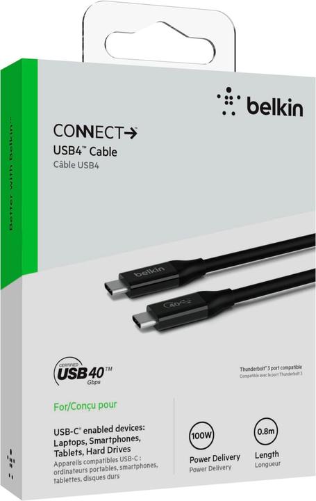 Actual product image Belkin USB C — USB C (0.80 m, USB 4.0, 100 W)