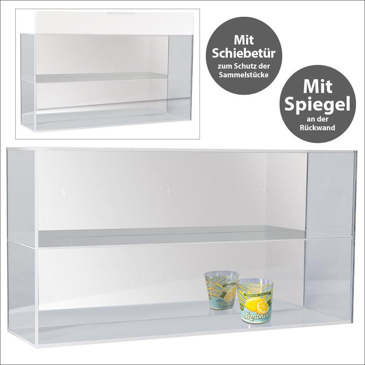 Produktbild Schwäbische Albumfabrik Hochwertige Acryl-Vitrine mit verspiegelter Rückwand und 2 Ebenen. Einschub an der Vorderseite kann (2022)