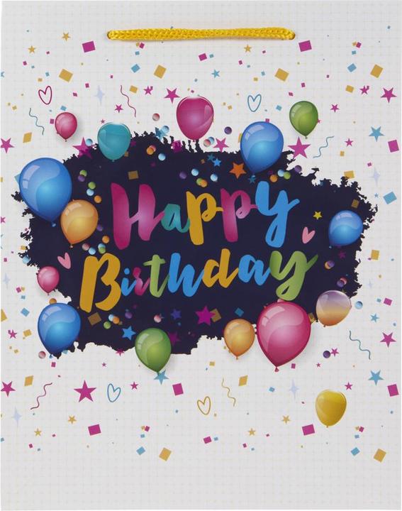 Produktbild Idena Geschenktasche Happy Birthday Ballons Kupferpapier 128g/m² 18x23x8cm (Geschenkbox, 1 x)