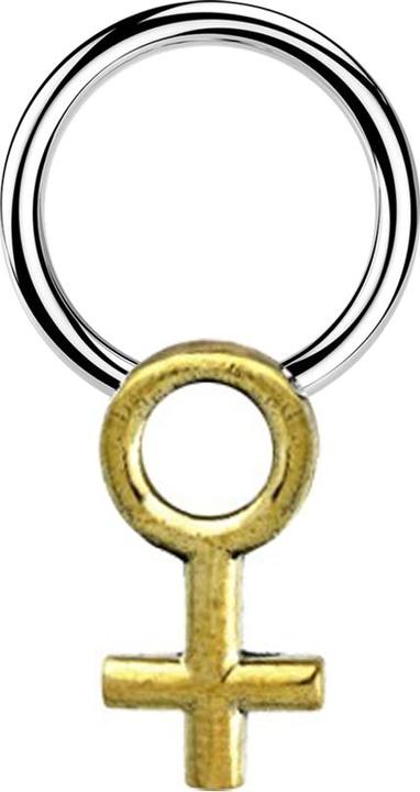 Star Piercing Micro Closure Ring silber Gendersymbol Frau vergoldet (Messing, Chirurgenstahl 316L)