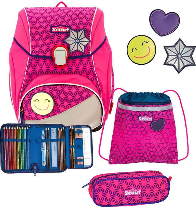 Scout Alpha Neon Safety Schulranzen-Set 4-teilig (25 l)