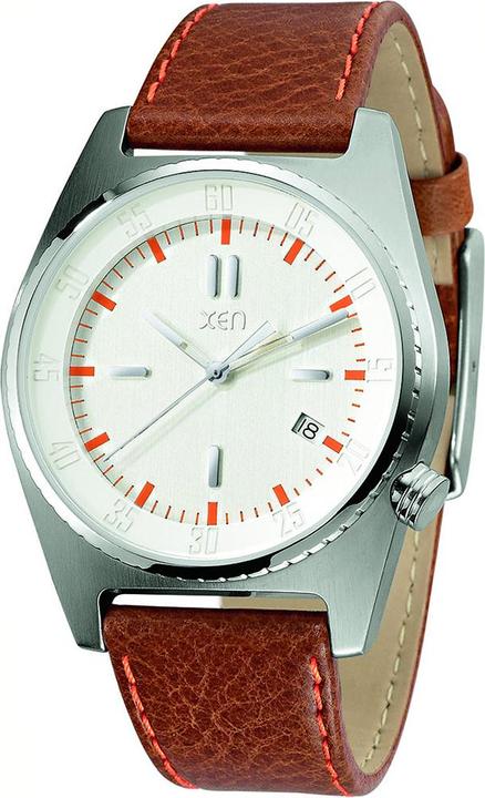 Xen Herrenuhr braun/weiss XQ0222 (Analoguhr, 42 mm)