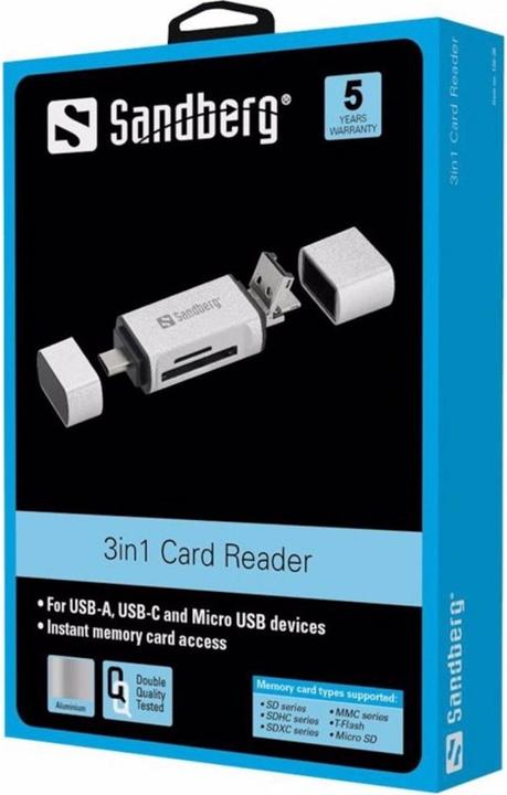 Produktbild Sandberg Card Reader USB-C+USB+MicroUSB (USB, Micro USB, USB-C)