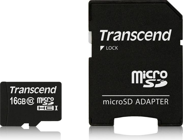 Transcend microSDHC Card SDAdapter (16 GB, microSDHC, U1, UHS-I)