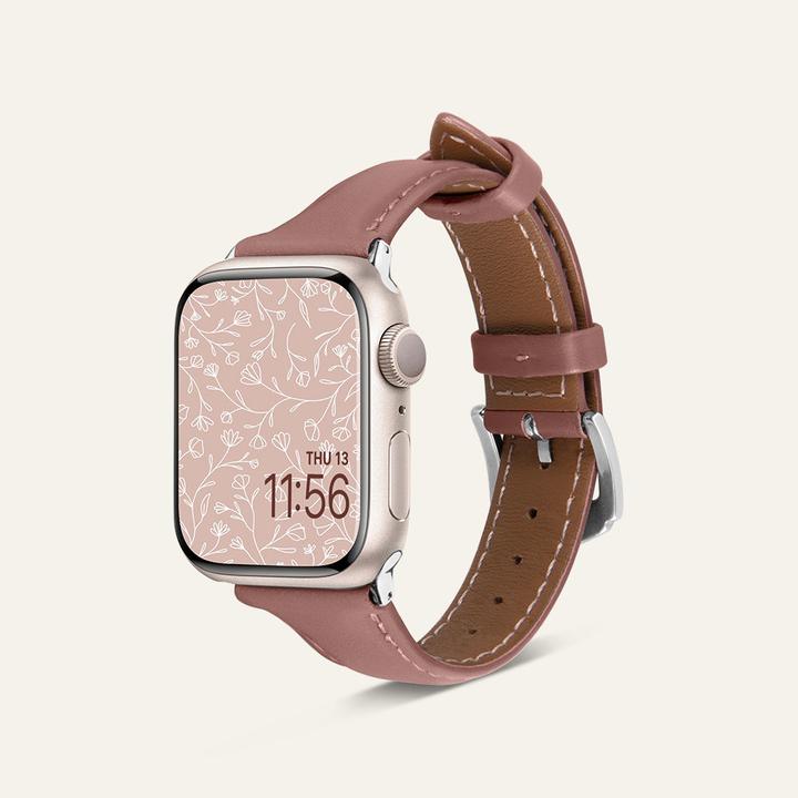 Produktbild Spigen Kajuk Apple Watch Leather Strap 4/5/6/7/8 / SE 40/41 mm Pink (40 mm, 41 mm, Vollnarbenleder und Polyurethan)