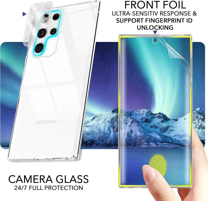 Produktbild Nalia Klare Harte Hülle mit 2x Display- & Kameraschutz (Samsung Galaxy S23 Ultra)