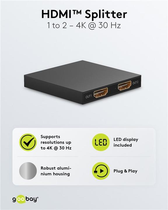 Immagine prodotto Goobay Splitter HDMI da 1 a 2 4K @ 30 Hz