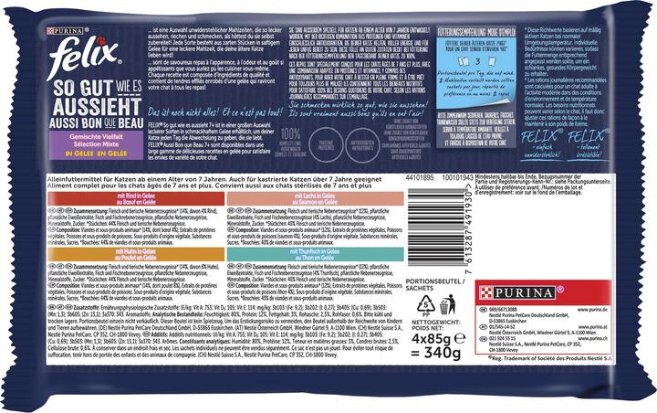 Image du produit Felix Diversité mixte en gelée senior (Adulte, 4 pcs, 340 g)