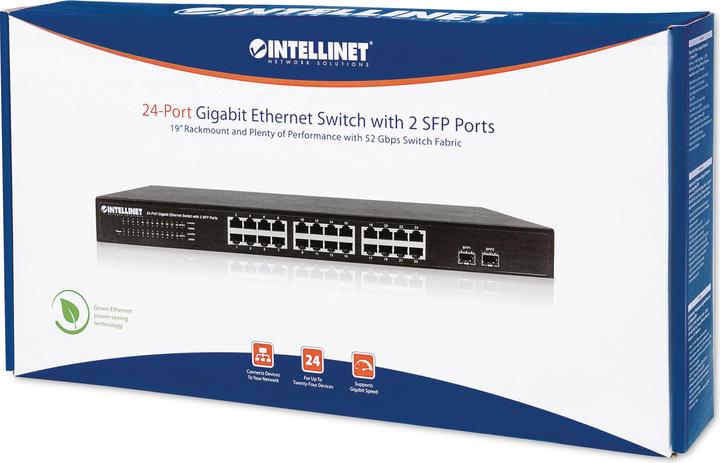 Image du produit Intellinet Commutateur Gigabit Ethernet 24 ports avec 2 ports SFP 24 ports RJ45 10/100/1000 Mbps + 2 ports SFP (24 Ports)