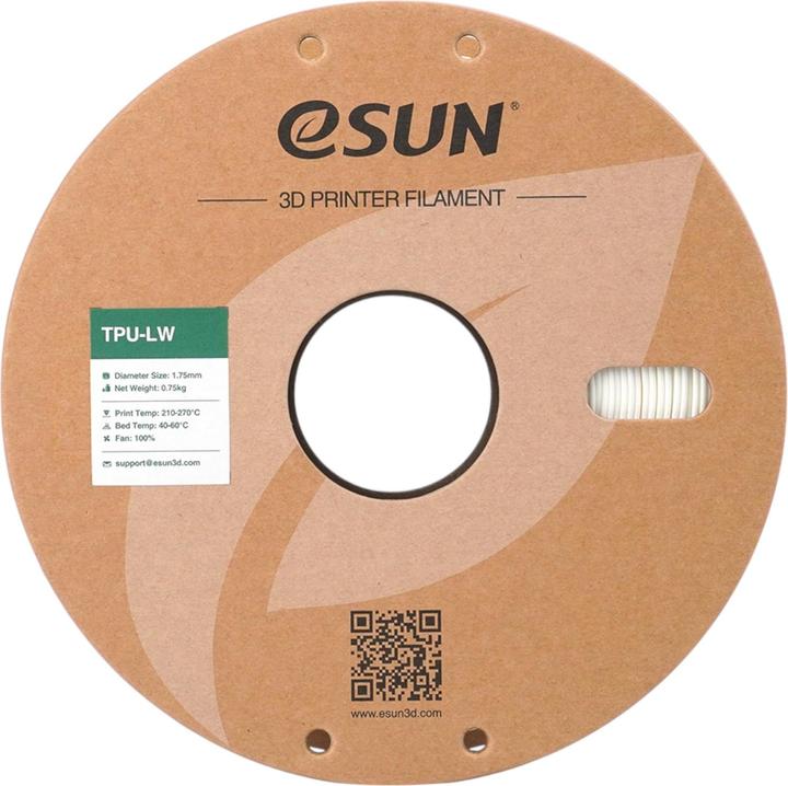 Actual product image eSUN TPU-LW Weiss Leichtes TPU Filament 1.75mm 750g (TPU, 1.75 mm, 750 g, White)