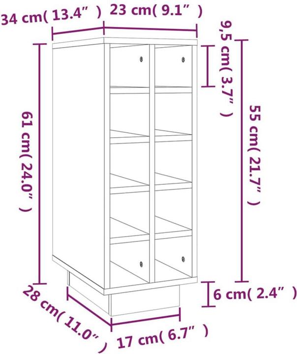Produktbild VidaXL Philipp (23 x 34 x 61 cm, 10 Fl.)
