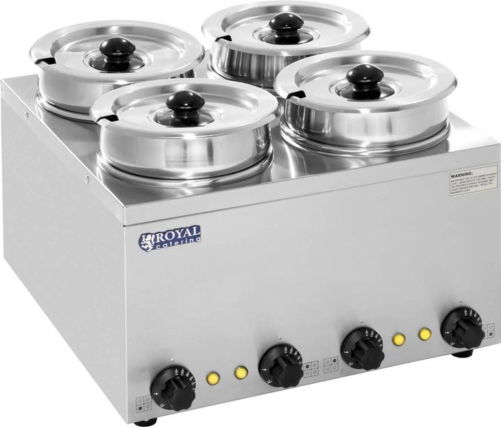 Produktbild Royal Catering Bain Marie Hotpot Rund Speisenwärmer Wasserbad Suppenstation Warmhalter 4Töpfen