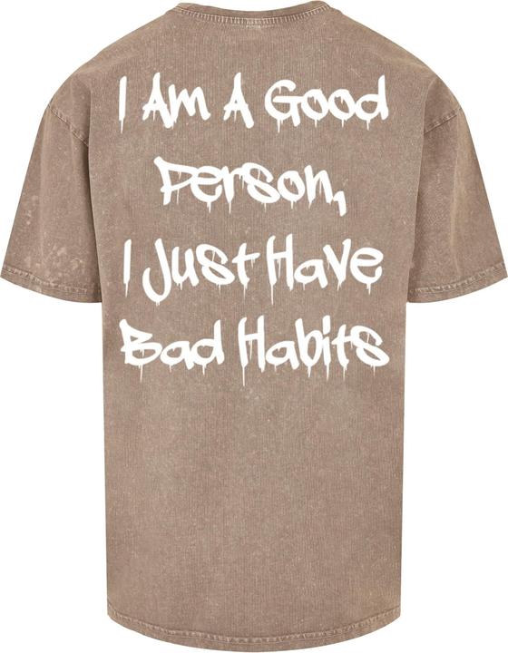 Immagine prodotto Merchcode Bad Habits - Maglietta oversize pesante lavata con acido - 112633 (M)