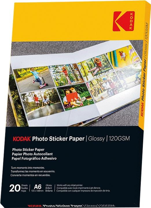 Produktbild Kodak Photo Sticker Paper Gloss 120gsm A6x20 (3510652) (120 g/m², A6, 20 x)