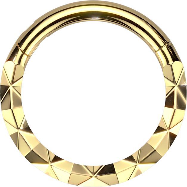 Produktbild Star Piercing Micro Segmentring klappbar vergoldet front X facettiert (ohne Messing, Chirurgenstahl 316L)