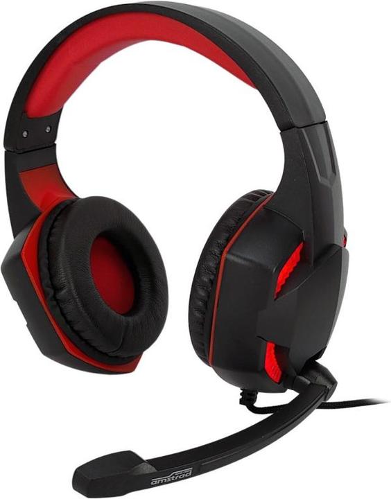 Actual product image Amstrad Gaming Headset 40mm Power Bass Black / Red (Cable)