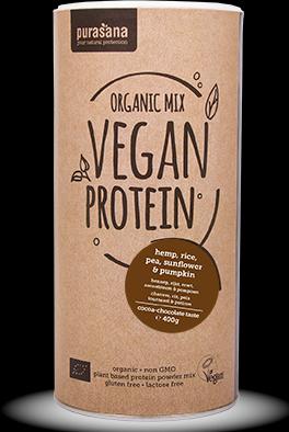 Produktbild Purasana Vegan Protein Mix - Hemp / Pea / Rice / Sunflower & Pumpkin (400g Dose) (Kakao-Schokolade, 1 Stk., 400 g)