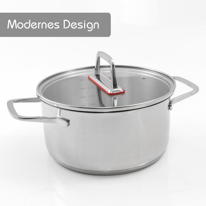 Produktbild Kopf Topfset Jara aus Edelstahl, Induktion, Kochtopfset mit praktischem Abgiessrand, 9-teilig (24 cm, Kochtopf, Edelstahl)