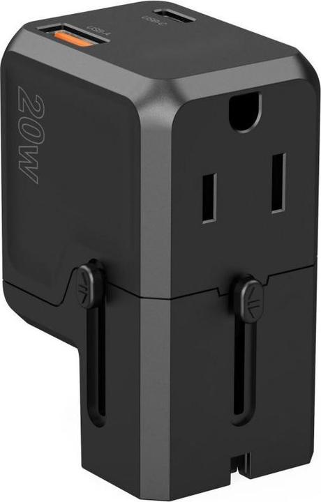 Choetech PD6038 USB-C USB-A PD 20W Reisoplader VS EU UK AU - Zwart (20 W)