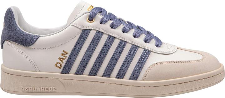 Actual product image Dsquared2 boxer sneakers in leather and suede color milk and blue (41)