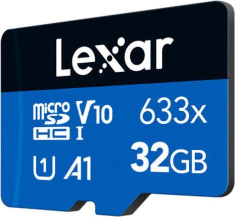 Produktbild Lexar 32GB High-Performance 633x microSDHC UHS-I, up to 100MB/s read 20MB/s write (32 GB, microSDHC, U3, UHS-I)
