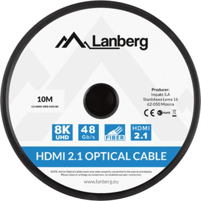 Produktbild Lanberg KABEL HDMI KABEL HDMI M/M V2.1 10M OPTYCZNY AOC CZARNY CA-HDMI-30FB-0100-BK (10 m, HDMI)
